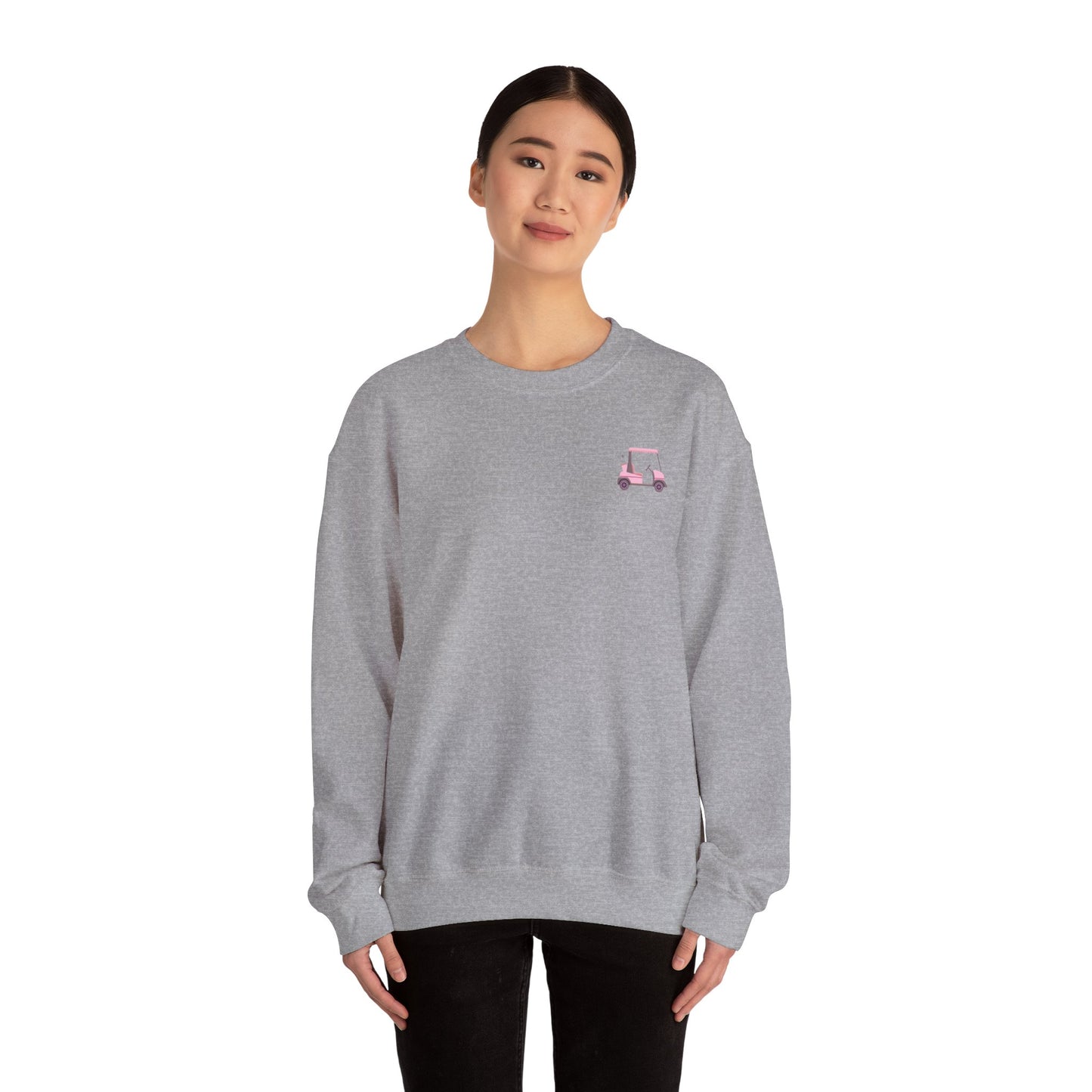 Crewneck Sweatshirt -Cute Pink Lady Golfcart