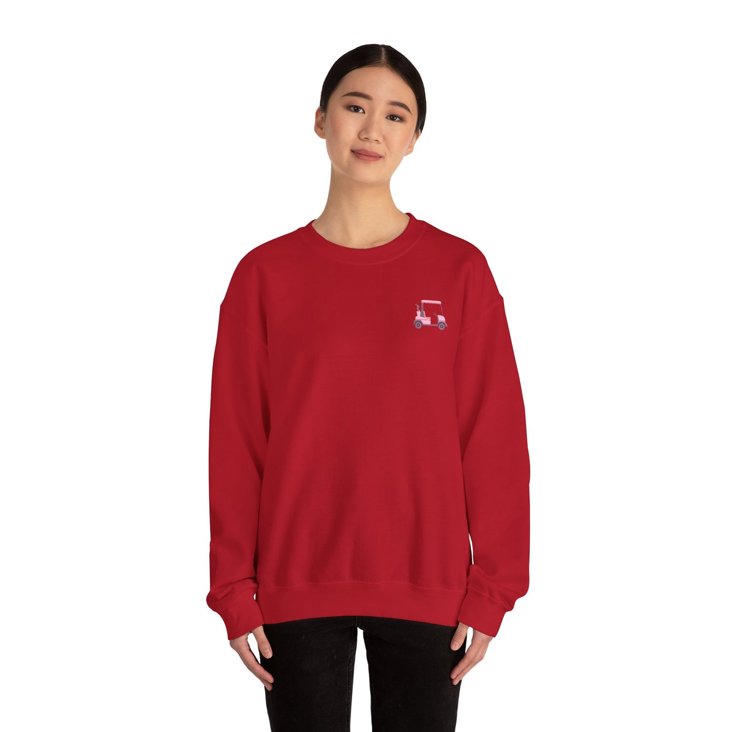 Crewneck Sweatshirt -Cute Pink Lady Golfcart