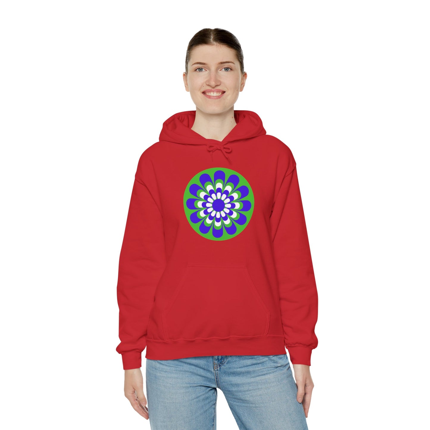 Retro Green Daisy Unisex Heavy Blend™ Hooded Sweatshirt