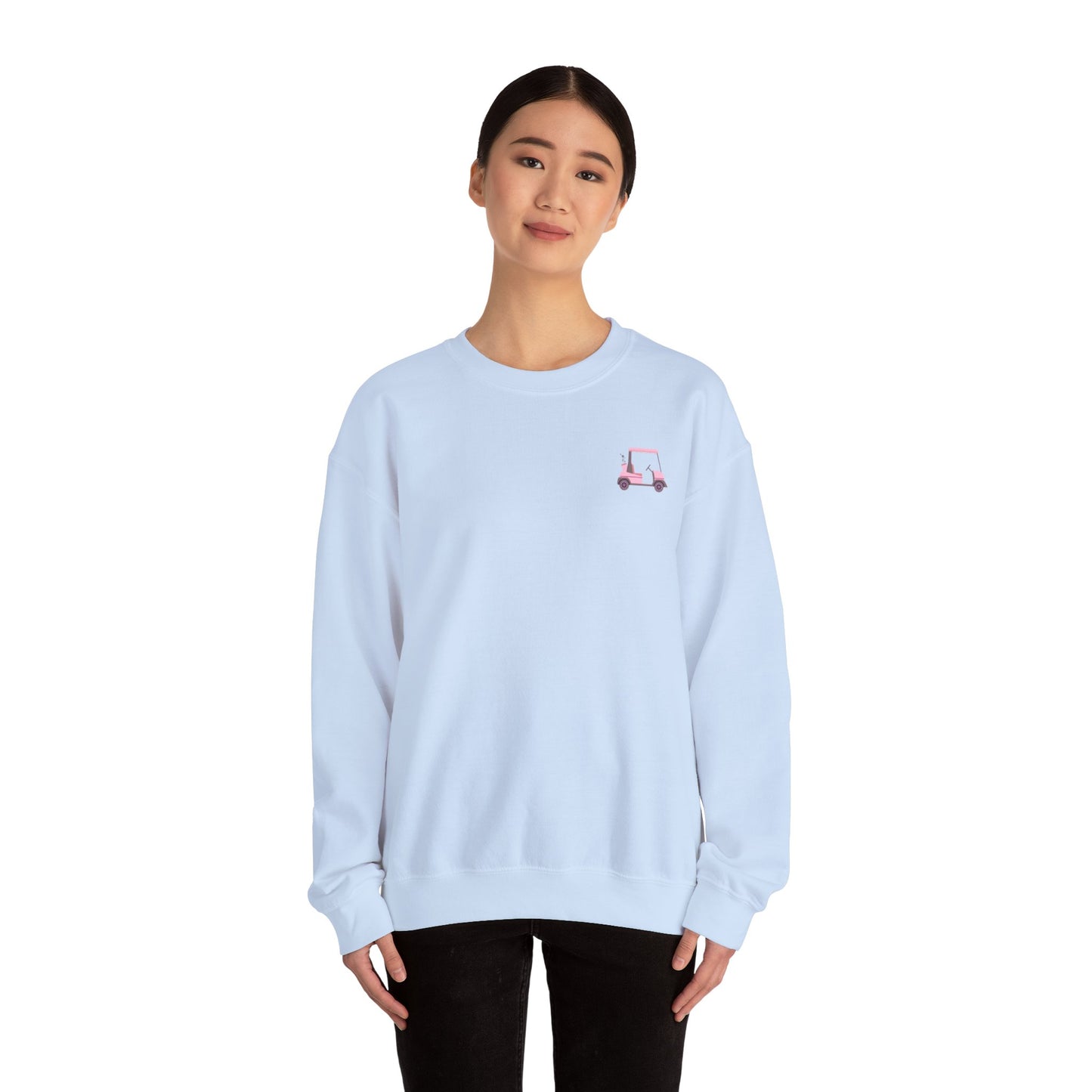 Crewneck Sweatshirt -Cute Pink Lady Golfcart