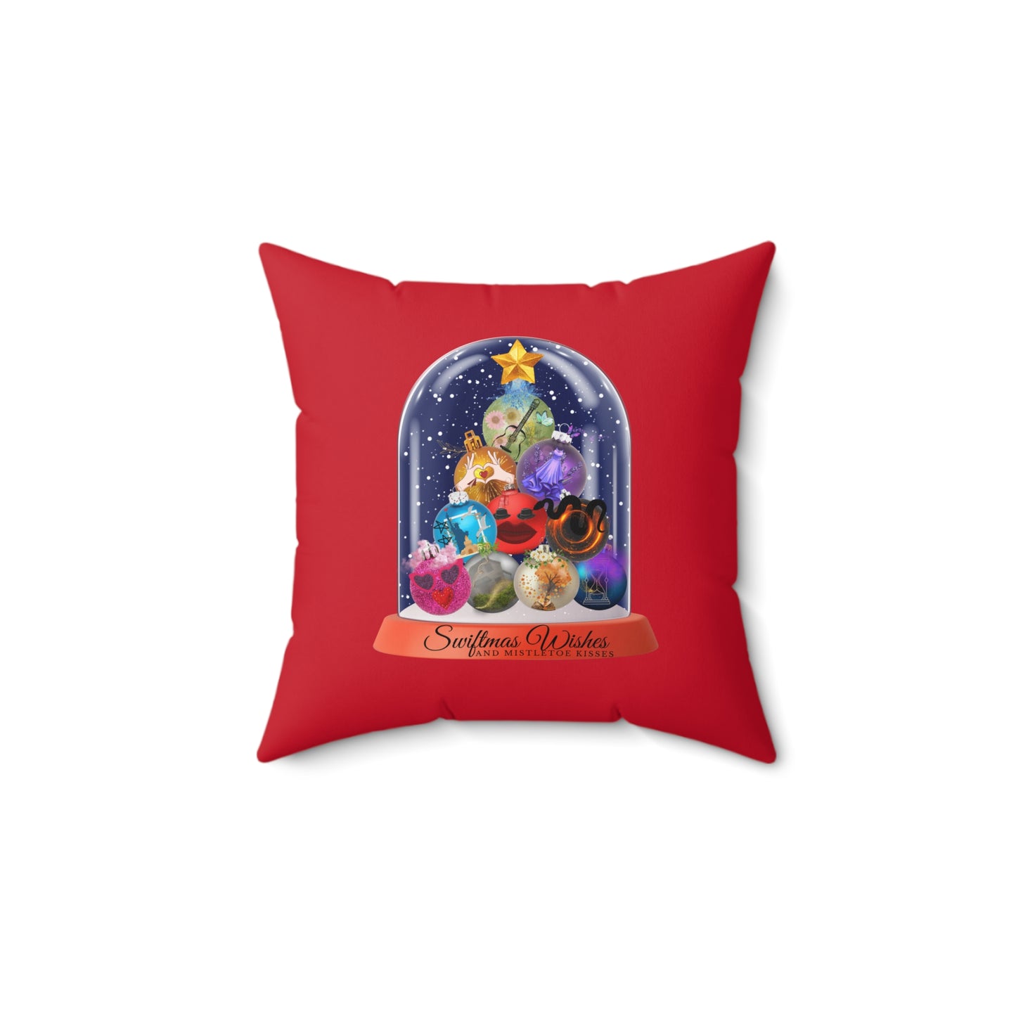 Swiftmas Wishes Red Spun Polyester Square Pillow