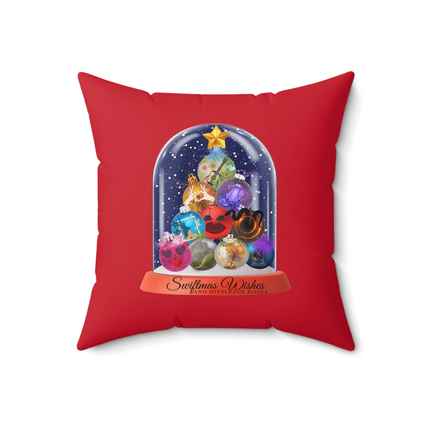 Swiftmas Wishes Red Spun Polyester Square Pillow