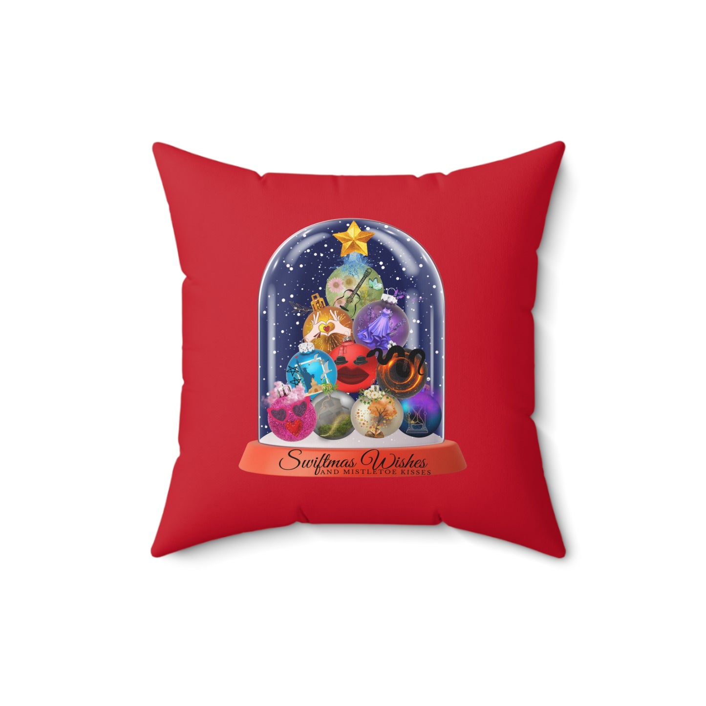 Swiftmas Wishes Red Spun Polyester Square Pillow