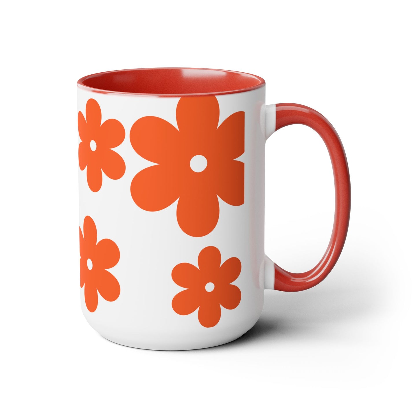 Retro Daisy Two-Tone Coffee Mugs, 15oz