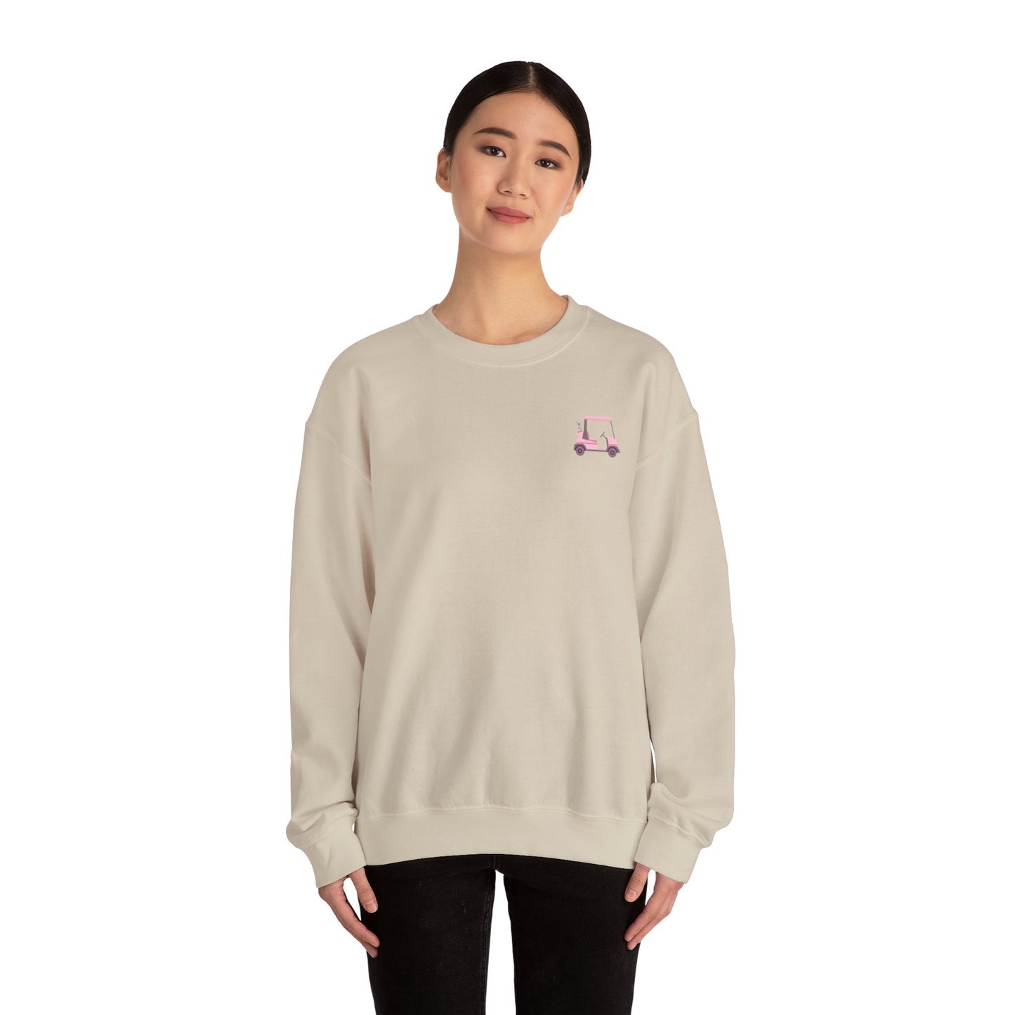 Crewneck Sweatshirt -Cute Pink Lady Golfcart