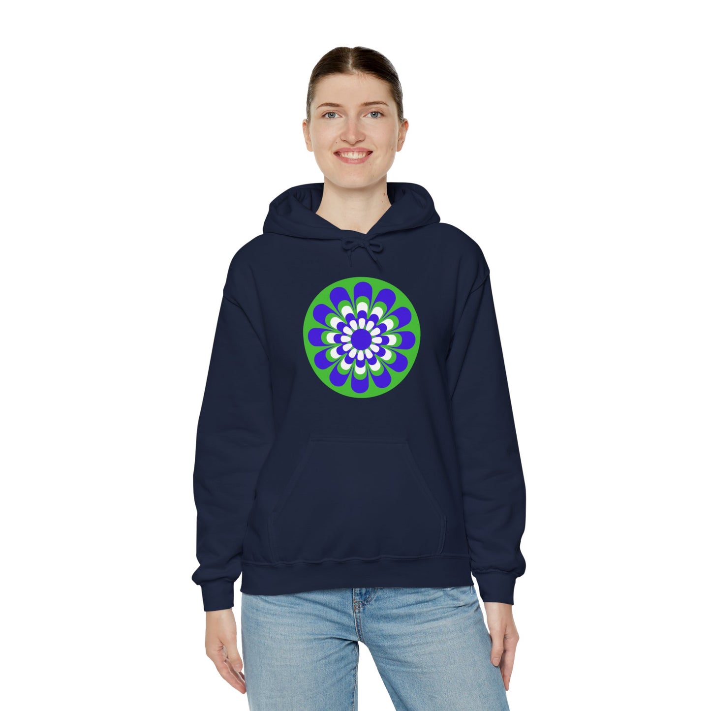 Retro Green Daisy Unisex Heavy Blend™ Hooded Sweatshirt