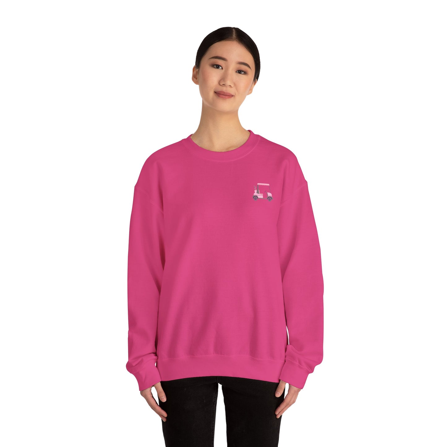 Crewneck Sweatshirt -Cute Pink Lady Golfcart