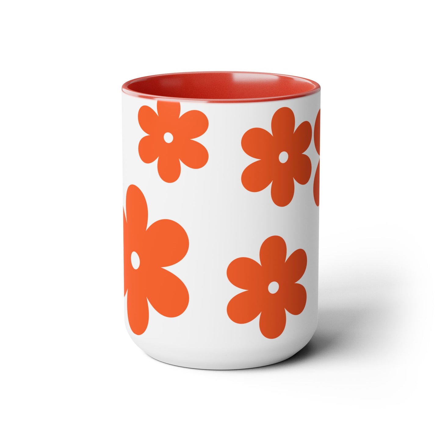 Retro Daisy Two-Tone Coffee Mugs, 15oz