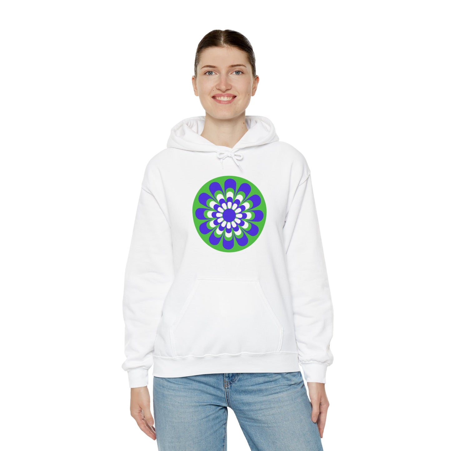 Retro Green Daisy Unisex Heavy Blend™ Hooded Sweatshirt