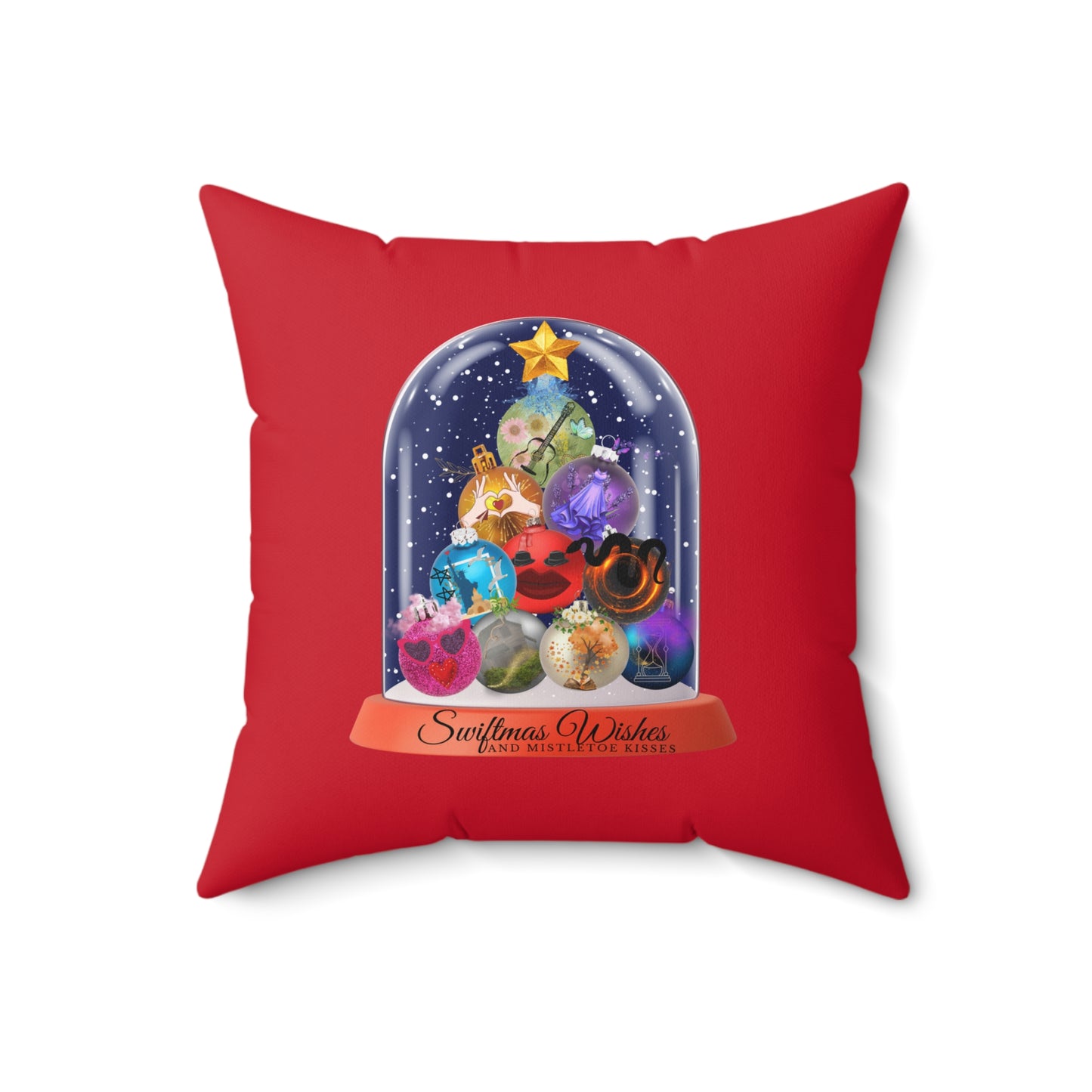 Swiftmas Wishes Red Spun Polyester Square Pillow