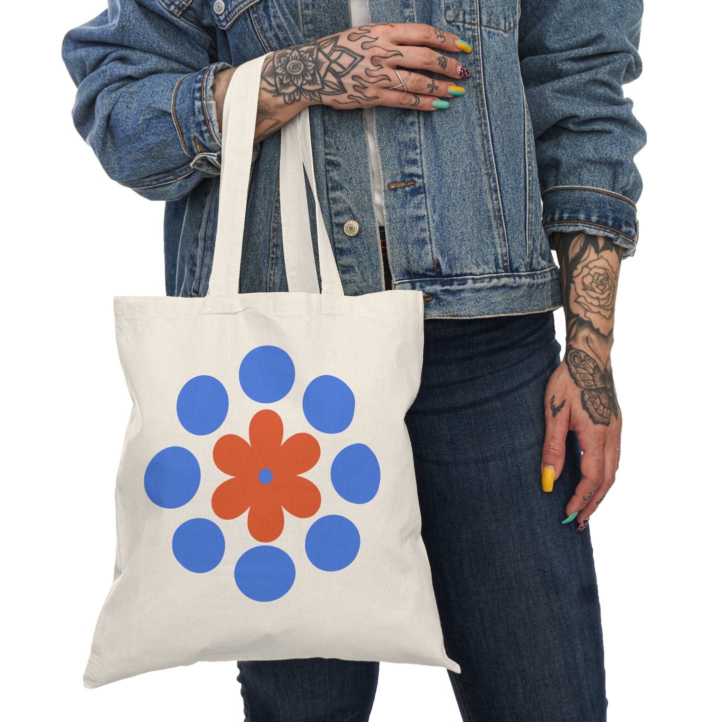 Retro Daisy Natural Tote Bag