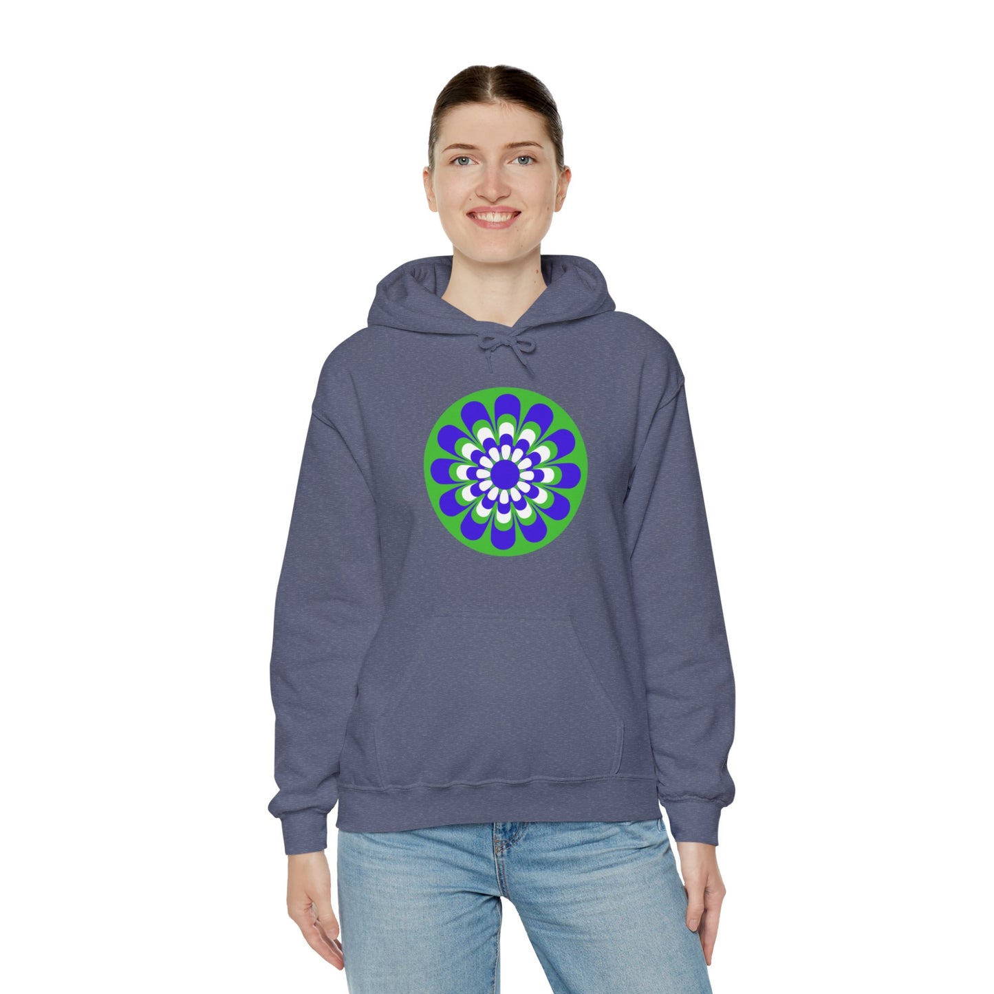 Retro Green Daisy Unisex Heavy Blend™ Hooded Sweatshirt