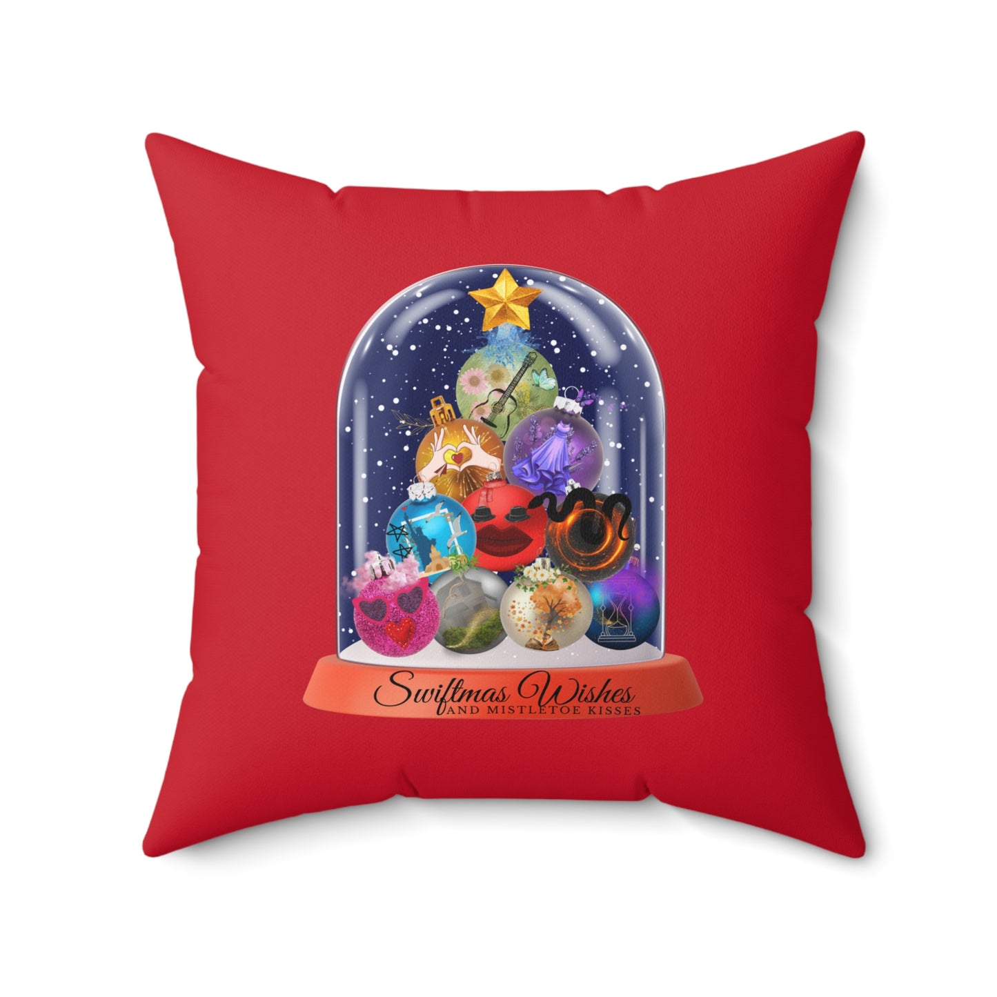 Swiftmas Wishes Red Spun Polyester Square Pillow